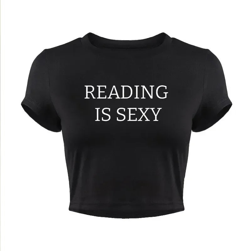 Reading Is Sexy Graphic Cropped Tops