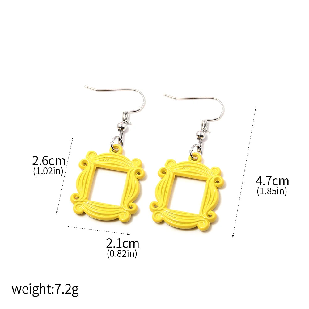 Yellow Photo Frame Drop Earrings